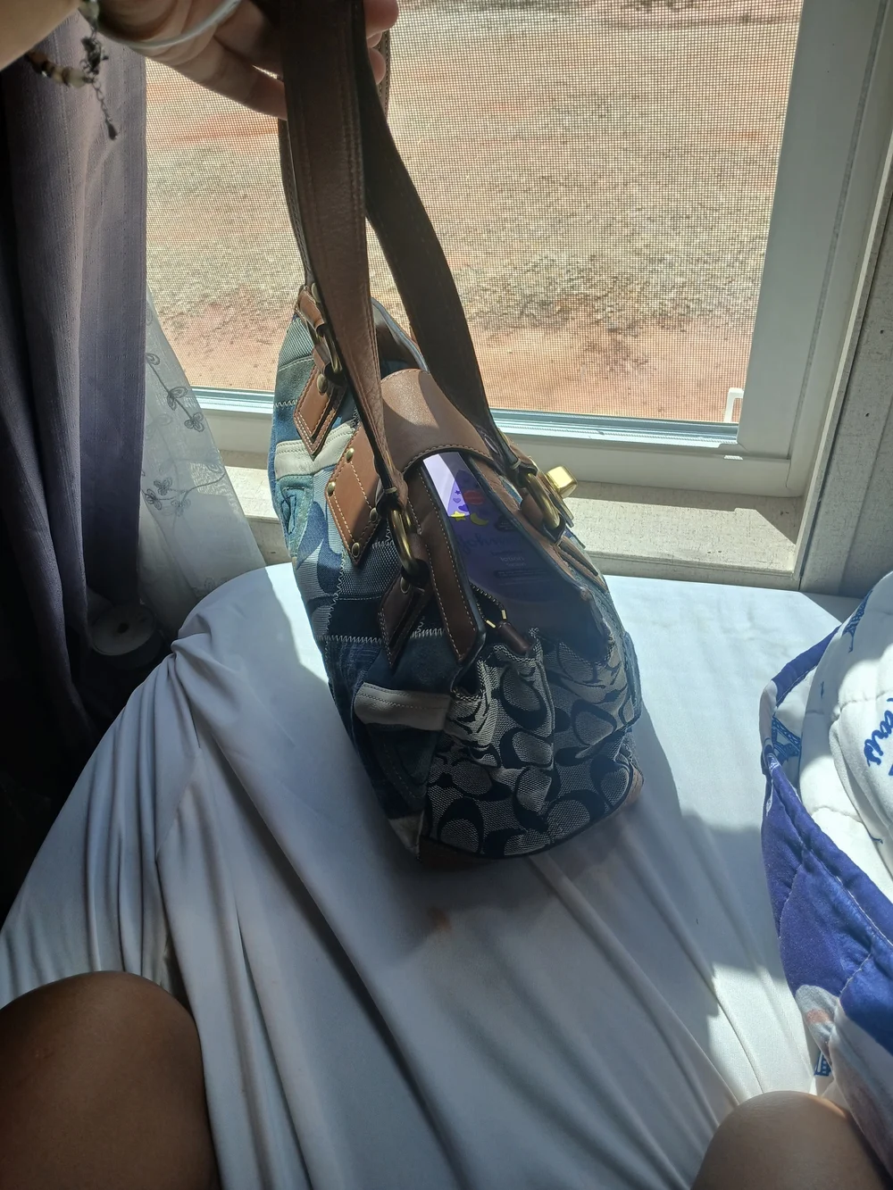 Coach patchwork Denim & Tan Leather Shoulder Bag - Picture 3 of 5